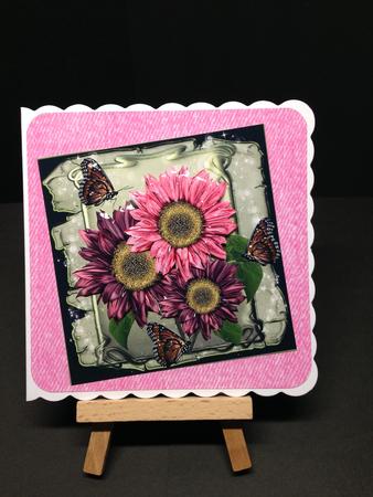 Sorbet Sunflowers Card Topper with Decoupage by Bettina Keis Jensen