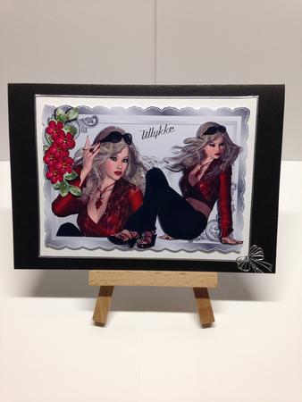 Pretty Girl Posing with Red Flowers by Bettina Keis Jensen