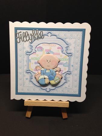 Baby Boys First Birthday Card with Decoupage by Bettina Keis Jensen