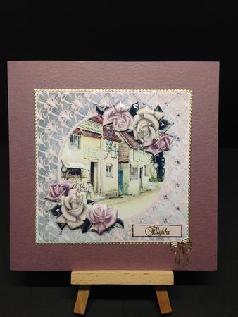 Vintage Pub Card with Rose Decoupage by Bettina Keis Jensen