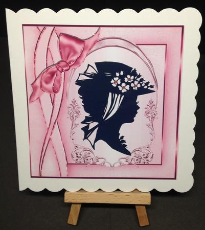 Lovely Vintage Silhouette Lady with Rose Bow 8x8 by Bettina Keis Jensen