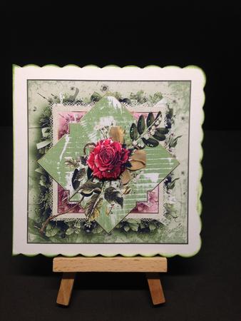 Red Rose Card with Decoupage and Sentiment Tags by Bettina Keis Jensen