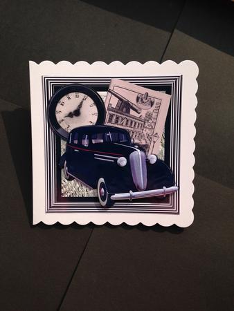 1936 Black Sedan Vintage Car with Steampunk 8x8 Mini Kit by Bettina Keis Jensen