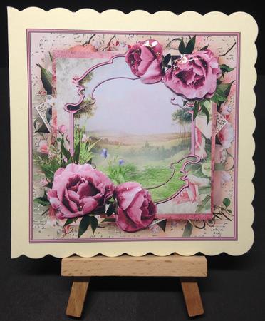 Summer Rose's Card with Decoupage and Sentiment Tags by Bettina Keis Jensen