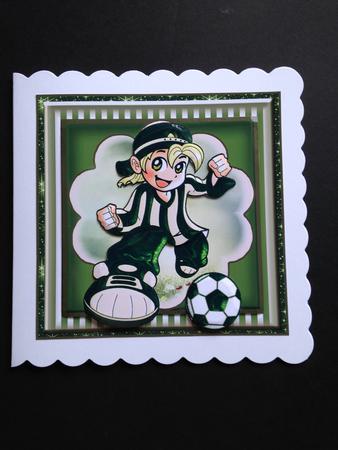 Football Crazy Green and White Card Front Kit by Bettina Keis Jensen