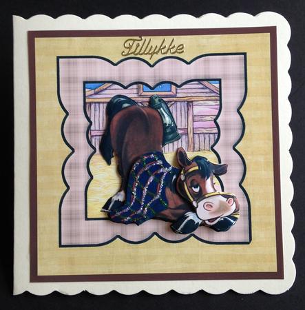 Unwell Horse Card with Decoupage by Bettina Keis Jensen