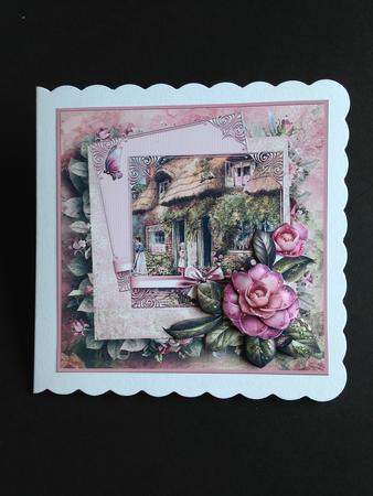 The Old Cottage Card with Decoupage by Bettina Keis Jensen