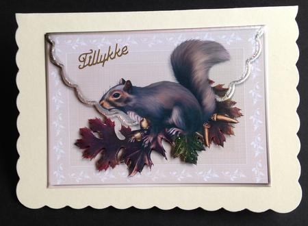Squirrel Scalloped Edge Faux Envelope Card by Bettina Keis Jensen