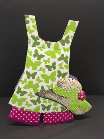 Butterflies Pink&green~ Summer Outfit Shaped Card Mini Kit by Bettina Keis Jensen