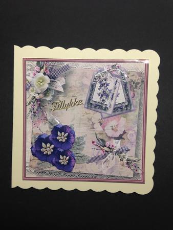 Pansies and Daisy Flowers Card with Decoupage by Bettina Keis Jensen