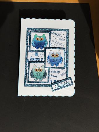 Three Squares Blue Owls by Bettina Keis Jensen