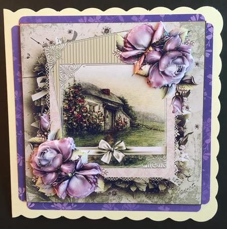 Small Country Cottage Card with Decoupage by Bettina Keis Jensen
