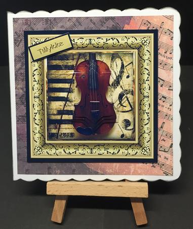 The Violin Lover 6x6 Card with Pyramid by Bettina Keis Jensen