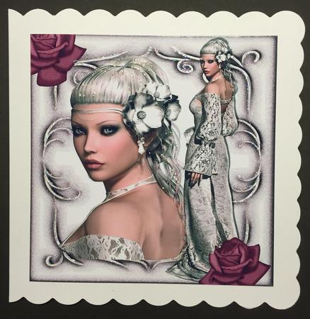 Pretty as a Princess with Pink Roses 8x8 by Bettina Keis Jensen
