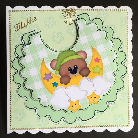Little Teddy on the Moon, on a Bib by Bettina Keis Jensen