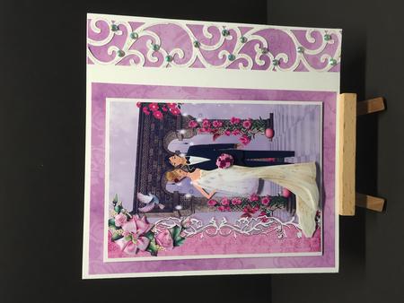 The Pink Flower Wedding Card Front and Decoupage by Bettina Keis Jensen