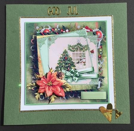 Vintage Christmas Tree and Poinsettia Card by Bettina Keis Jensen