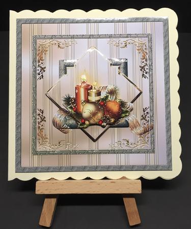 Christmas Candles 7x7 Card with Decoupage by Bettina Keis Jensen