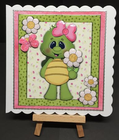 Gorgeous Tiny Turtle with Daisy 8x8 Mini Kit by Bettina Keis Jensen