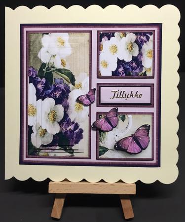 Cardtopper Beautiful Lilac and Wildrose 448 by Bettina Keis Jensen