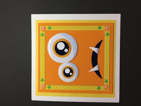 Crazy Face Orange 8x8 by Bettina Keis Jensen