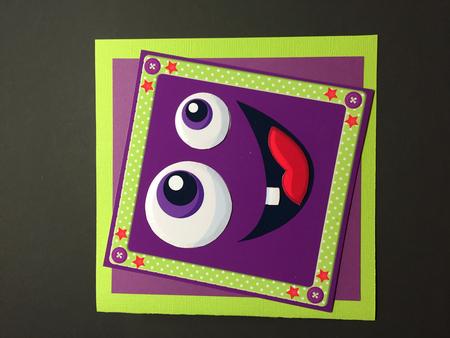 Crazy Face Purple 8x8 by Bettina Keis Jensen