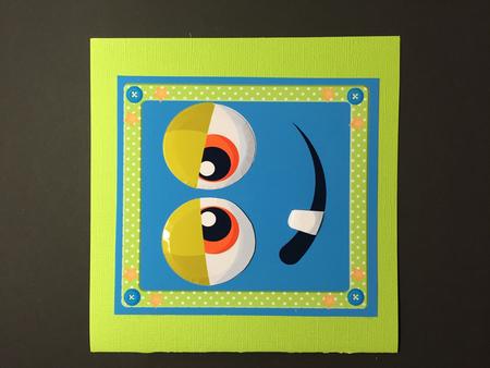 Crazy Face Blue 8x8 by Bettina Keis Jensen