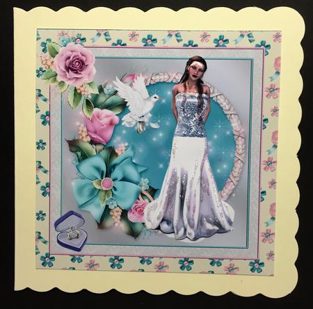 Wedding Day Bride Decoupage 7x7ins Topper 1 by Bettina Keis Jensen