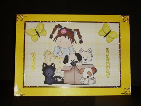 Cute Little Girl with Puppies by Betty Aldred