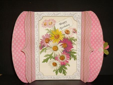 Crazy Daisies Bracket Shaped Lace Card by Betty Aldred