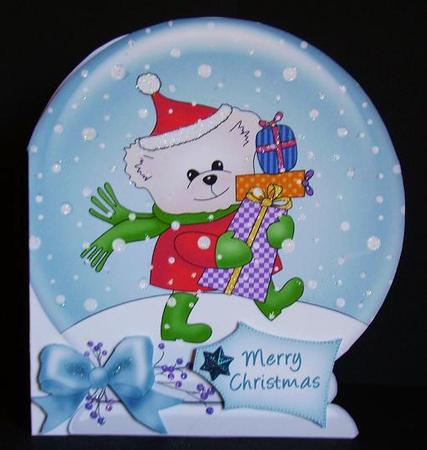 Xmas Teddy Snow Globe by Betty Aldred