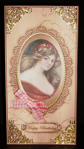 Dl Metallic Lace and Bow Card Front by Betty Aldred