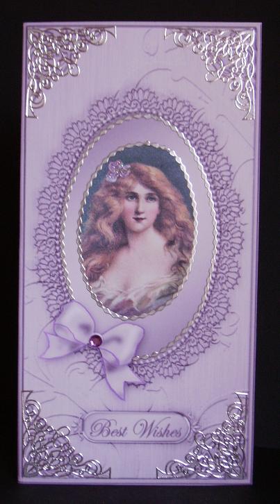 Dl Metallic Lace and Bow Card Front by Betty Aldred