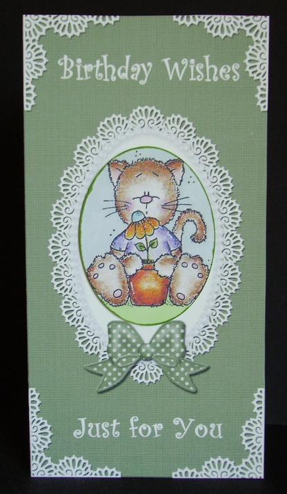 Dl Pearls and Lace Card Front or Insert by Betty Aldred