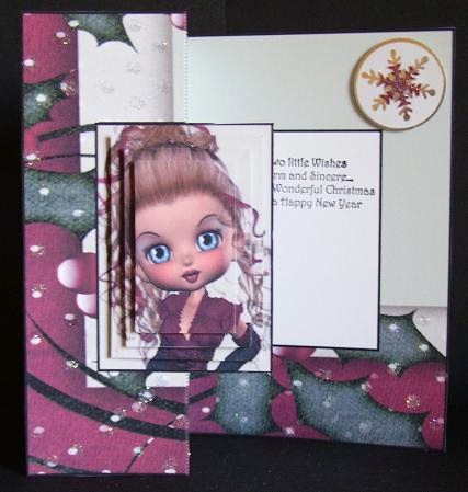 Christmas Wishes Foldback Card with Simple Pyramage by Betty Aldred