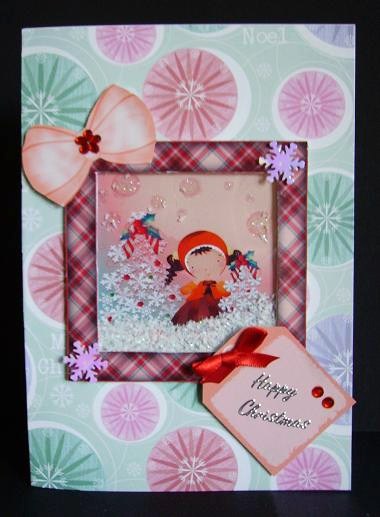 Daisy May Getting Ready for Christmas Shaker Card by Betty Aldred