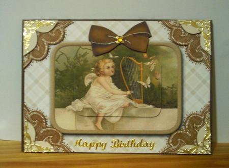Music Cherub A5 Decoupage Card Front Step by Step by Betty Aldred