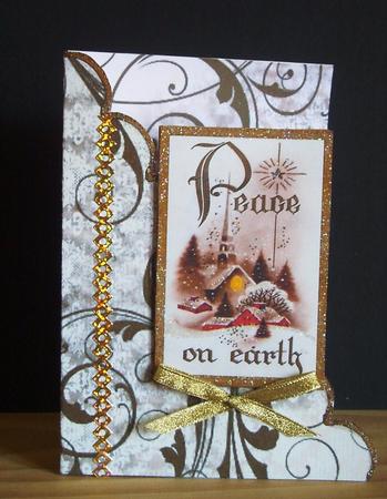 Christmas Peace on Earth Scallop Edge Corner Card by Betty Aldred