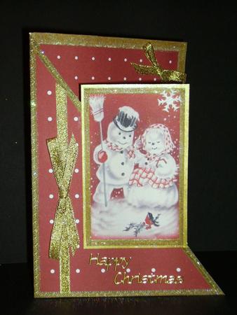Snowman Couple and Robin Corner Card by Betty Aldred