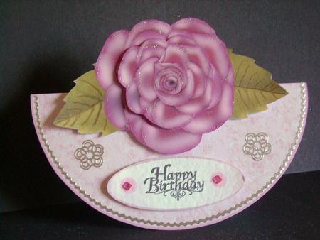 Elegant Pink Rose Wobble Card by Betty Aldred