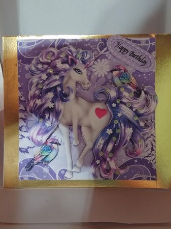 Pretty Fantasy Lilac Unicorn with Little Birds 8x8 Mini Kit by Betty Tousignant