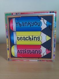 8 x 8 Thank You Teaching Assistant Pencils Scalloped Corner by Bev Kimber