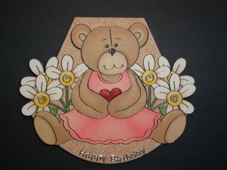Cute Girl Bear Wobble Card by Bev Lewis Lewis
