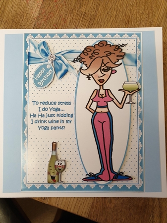 Rita wine and yoga quick card by Beverley Cook