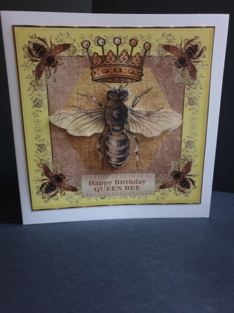 Queen bee birthday card front by Beverley Cook