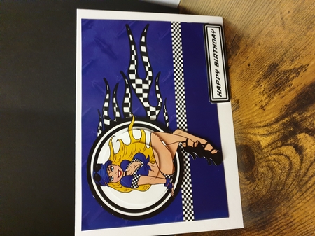Racy Roxie - A5 Pyramage Card - Blue by Beverley Cook