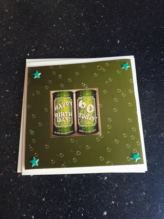 60th Birthday Cans of Beer square landscape insert by Beverley Cook