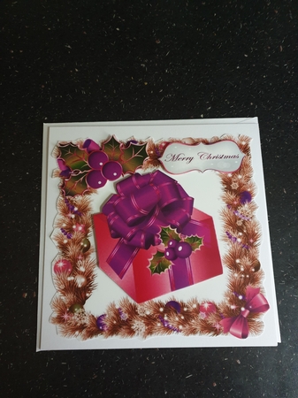 Lovely Christmas present in holly frame 7x7 (purple) by Beverley Cook