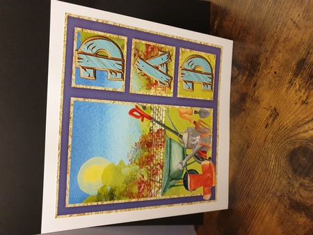 3 Dad gardening card fronts/toppers by Beverley Cook