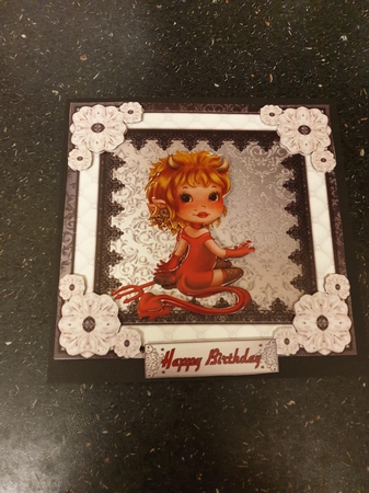  Little Devil - A4 card making sheet with decoupage. by Beverley Cook